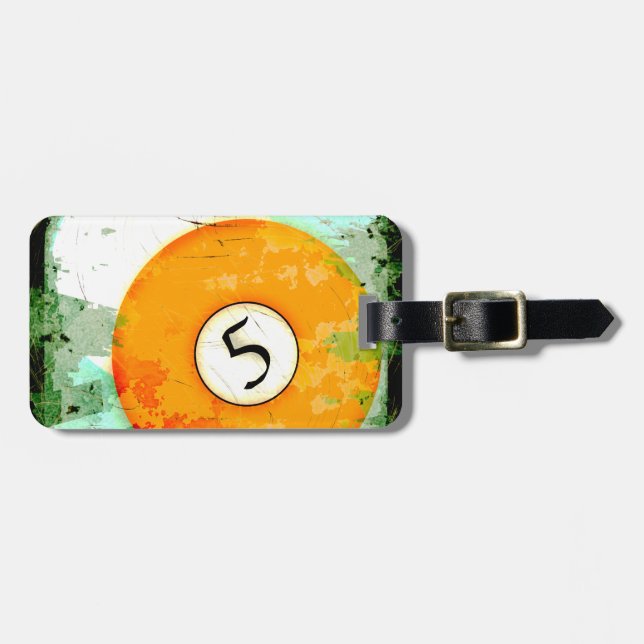 BILLIARDS BALL NUMBER 5 LUGGAGE TAG (Front Horizontal)