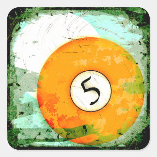 BILLIARDS BALL NUMBER 5 SQUARE STICKER