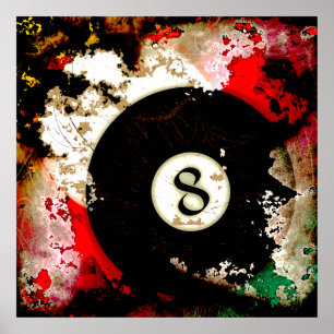 BILLIARDS BALL NUMBER 8 POSTER