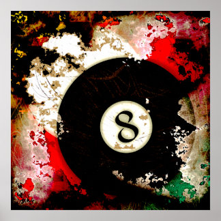 BILLIARDS BALL NUMBER 8 POSTER