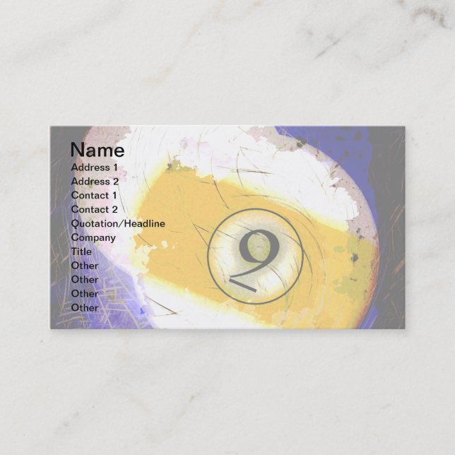 BILLIARDS BALL NUMBER 9 BUSINESS CARD (Front)