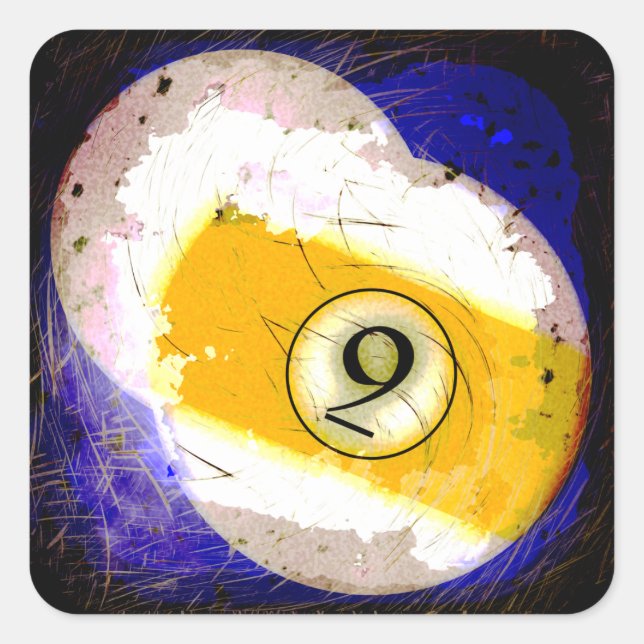 BILLIARDS BALL NUMBER 9 SQUARE STICKER (Front)