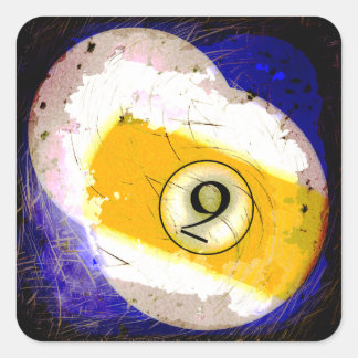 BILLIARDS BALL NUMBER 9 SQUARE STICKER