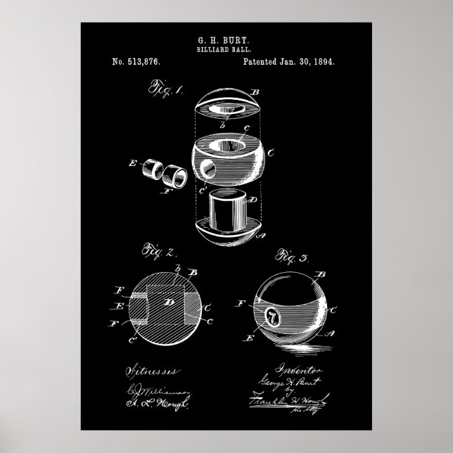 Billiards Ball Patent Poster (Front)
