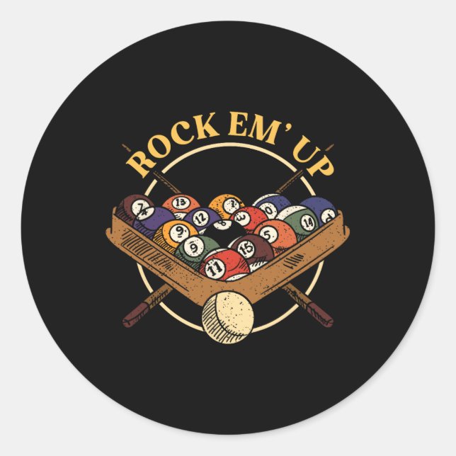 Billiards Ball Rack Stick Cue Billiard Player Snoo Classic Round Sticker (Front)