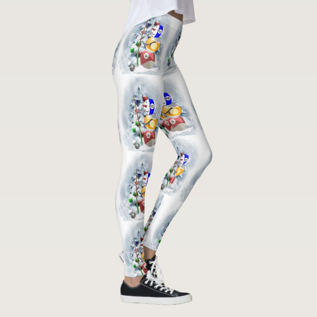 Billiards Ball Snowman Christmas Leggings (Right)