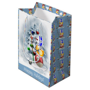 Billiards Ball Snowman Christmas Medium Gift Bag