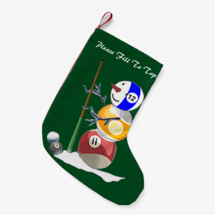 Billiards Ball Snowman Christmas Small Christmas Stocking
