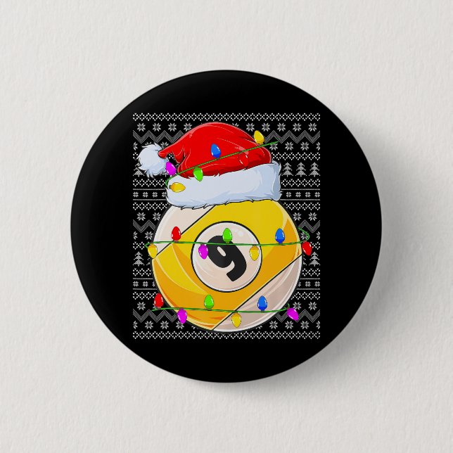 Billiards Ball Ugly Xmas Lighting Santa Billiards 6 Cm Round Badge (Front)