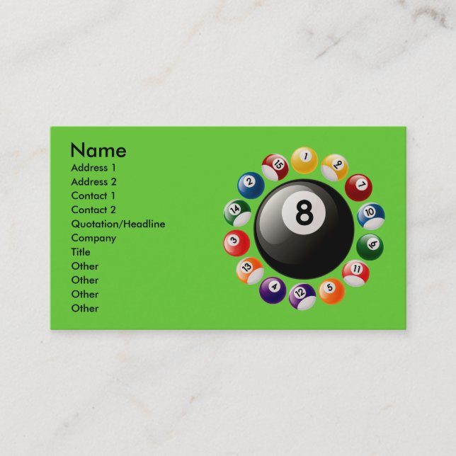 BILLIARDS BALLS BUSINESS CARDS (Front)