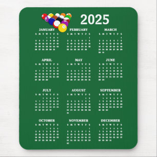 Billiards Balls Pool Design 2025 Calendar MousePad