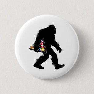 Billiards Bigfoot With Pool Sasquatch Snooker 6 Cm Round Badge