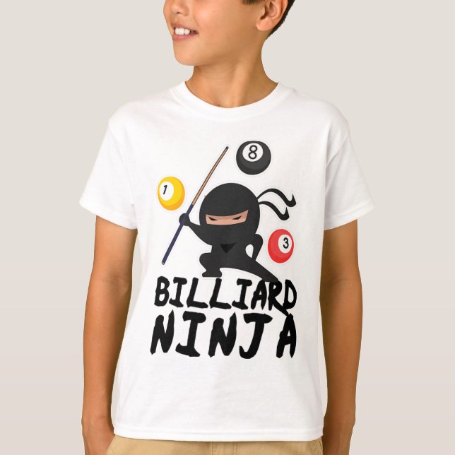 Billiards Billiard Ninja Pool Player 8 Funny  T-Shirt (Front)