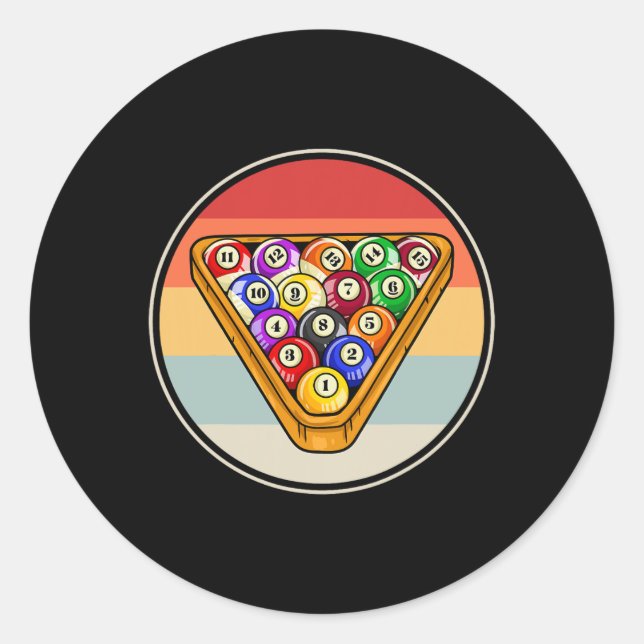 Billiards Billiard Player Retro  Classic Round Sticker (Front)