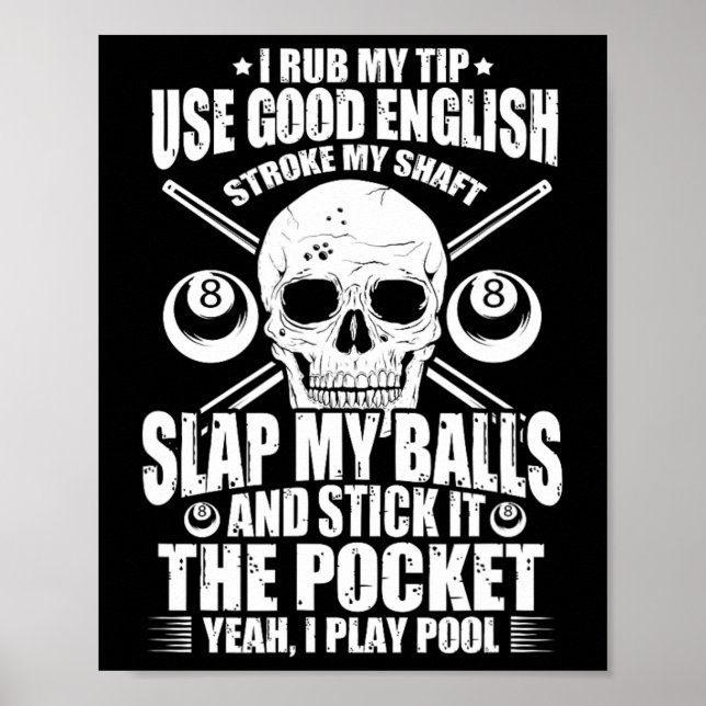 Billiards Billiard Pool Player I Rub My Tip Use Go Poster (Front)