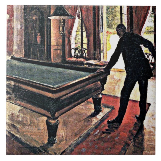 Billiards - Caillebotte, 1876 artwork, Tile (Front)