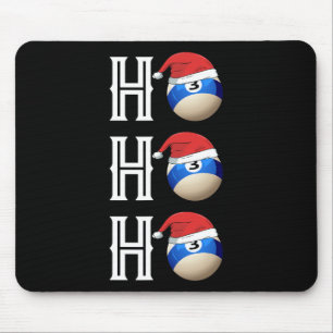 Billiards Christmas Santa Hat Pool Hall Party Gift Mouse Mat