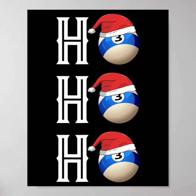 Billiards Christmas Santa Hat Pool Hall Party Gift Poster (Front)