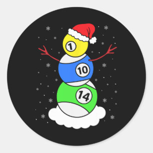 Billiards Christmas Snowman Shirt Pool Player Chri Classic Round Sticker