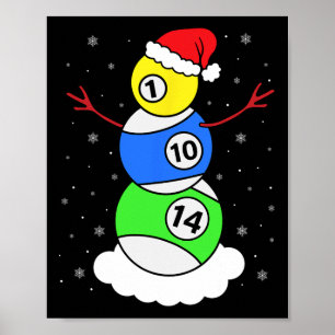 Billiards Christmas Snowman Shirt Pool Player Chri Poster