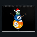Billiards Christmas Snowman With Pool Table Balls Calendar<br><div class="desc">Billiards Christmas Snowman With Pool Table Balls</div>