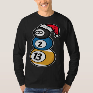 Billiards Christmas Snowman with Pool Table Balls T-Shirt