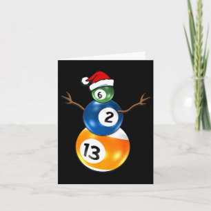 Billiards Christmas Snowman With Pool Table  Card