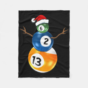 Billiards Christmas Snowman With Pool Table  Fleece Blanket