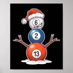 Billiards Christmas Snowman With Pool Table  Poster
