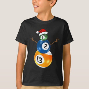 Billiards Christmas Snowman With Pool Table T-Shirt