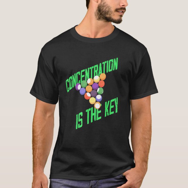Billiards Cue Concentration T-Shirt (Front)