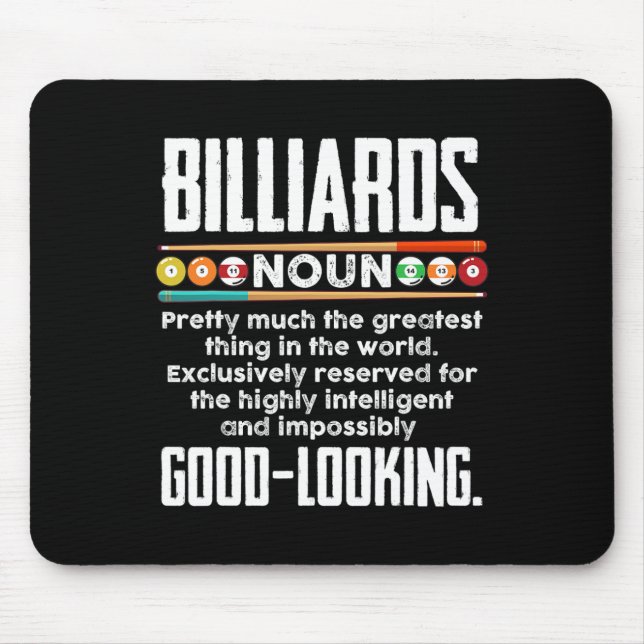 Billiards Definition - Funny Billiard 8 Ball Pool  Mouse Mat (Front)