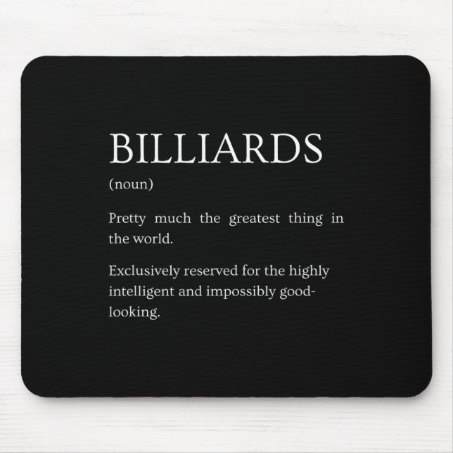 Billiards Definition - Funny Sarcastic Billiards E Mouse Mat (Front)