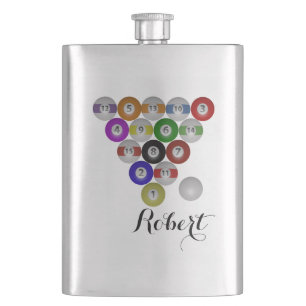 Billiards Eight Ball Rack Hip Flask