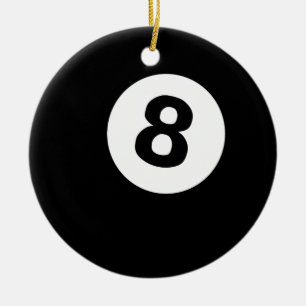 billiards eightball ceramic tree decoration