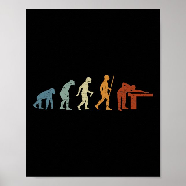 Billiards Evolution Billiard Player Retro Vintage  Poster (Front)