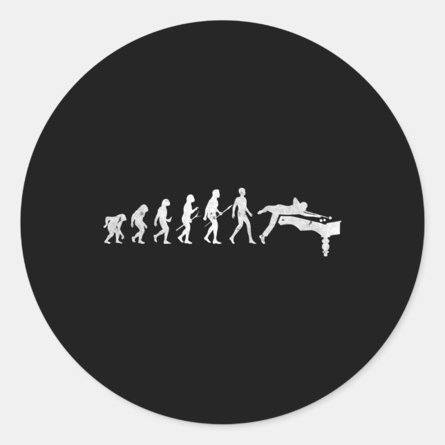 Billiards Evolution Of Human Snooker Pool Cue Stic Classic Round Sticker (Front)