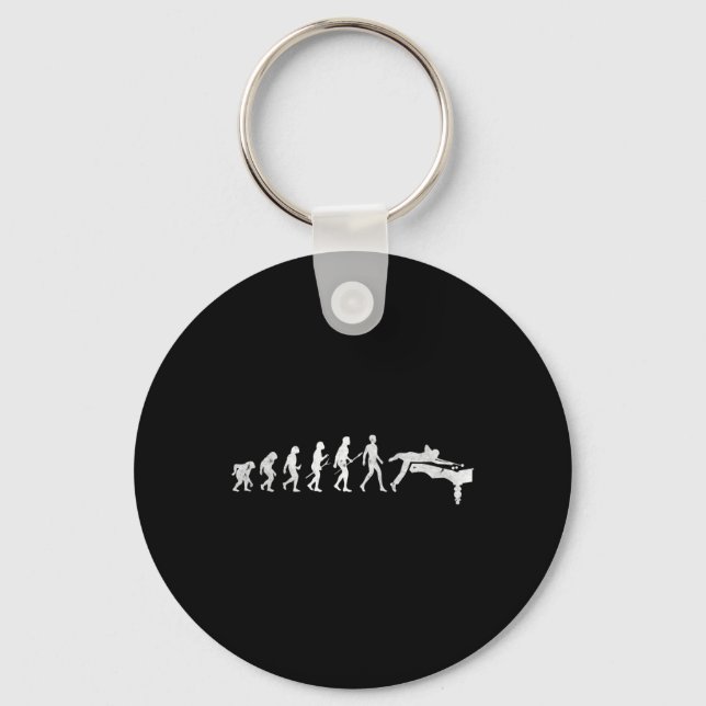 Billiards Evolution Of Human Snooker Pool Cue Stic Key Ring (Front)