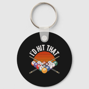 Billiards Funny Id Hit That Pool Player Retro Vint Key Ring
