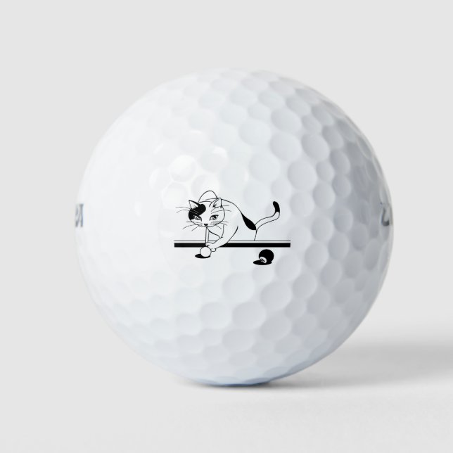Billiards Game Cat Aim To Golf Balls (Front)