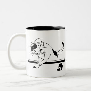 Billiards Game Cat Aim To Two-Tone Coffee Mug