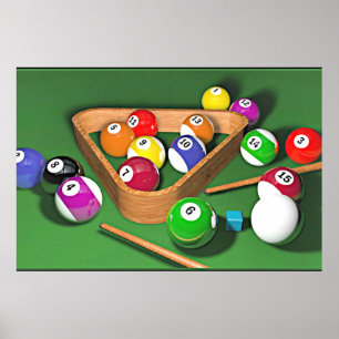 Billiards game, colorful  poster