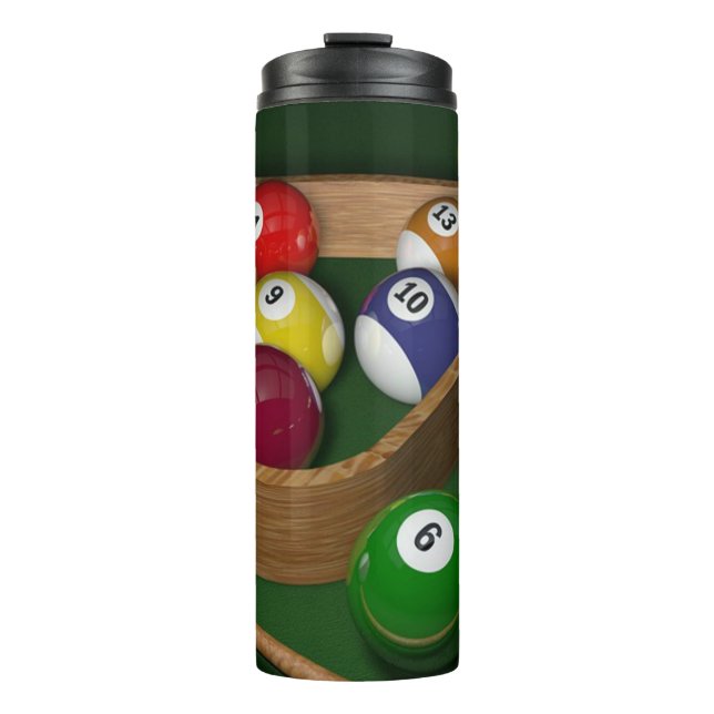 Billiards game thermal tumbler (Front)
