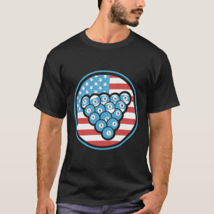 Billiards Gifts For Men &amp; Women American Flag  T-Shirt