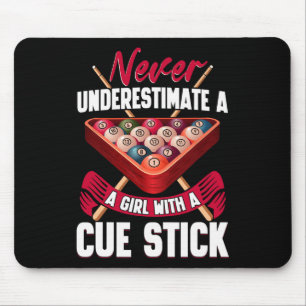 Billiards Girl Player Table Snooker Pyramid Billia Mouse Mat