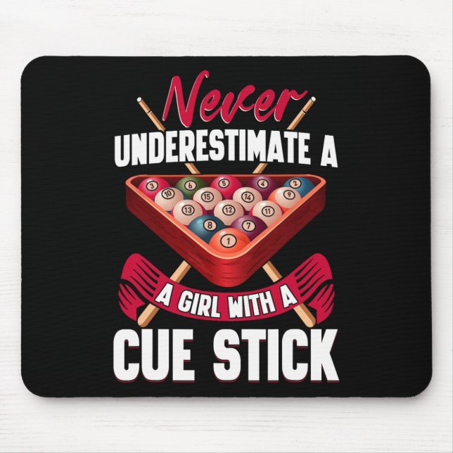Billiards Girl Player Table Snooker Pyramid Billia Mouse Mat (Front)