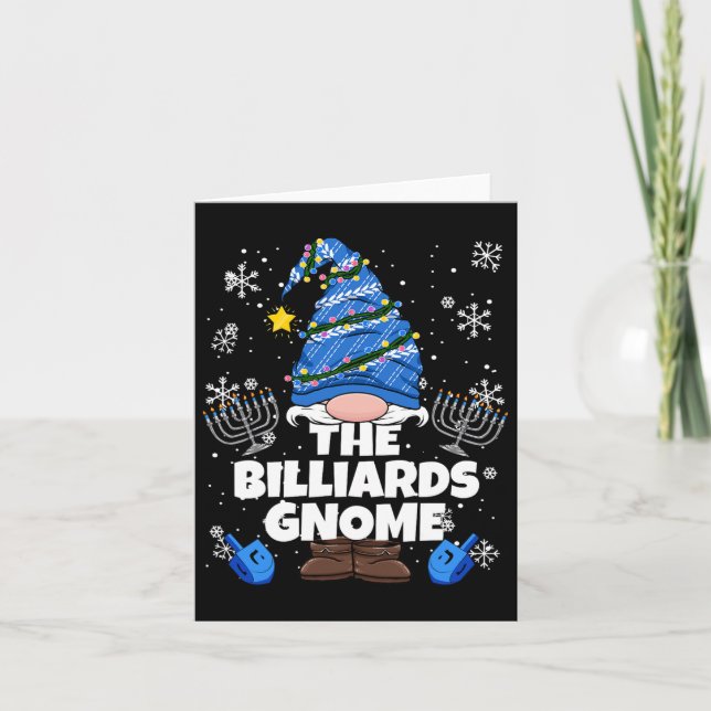 Billiards Gnome Funny Jewish Hanukkah Gnome Billia Card (Front)