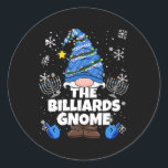 Billiards Gnome Funny Jewish Hanukkah Gnome Billia Classic Round Sticker<br><div class="desc">Billiards Gnome Funny Jewish Hanukkah Gnome Billiard</div>
