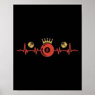 Billiards Heartbeat 8 Ball Pool Player Billiard Sh Poster