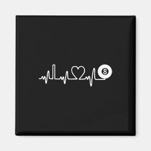 Billiards Heartbeat! I Love Billiards! Pool Player Magnet